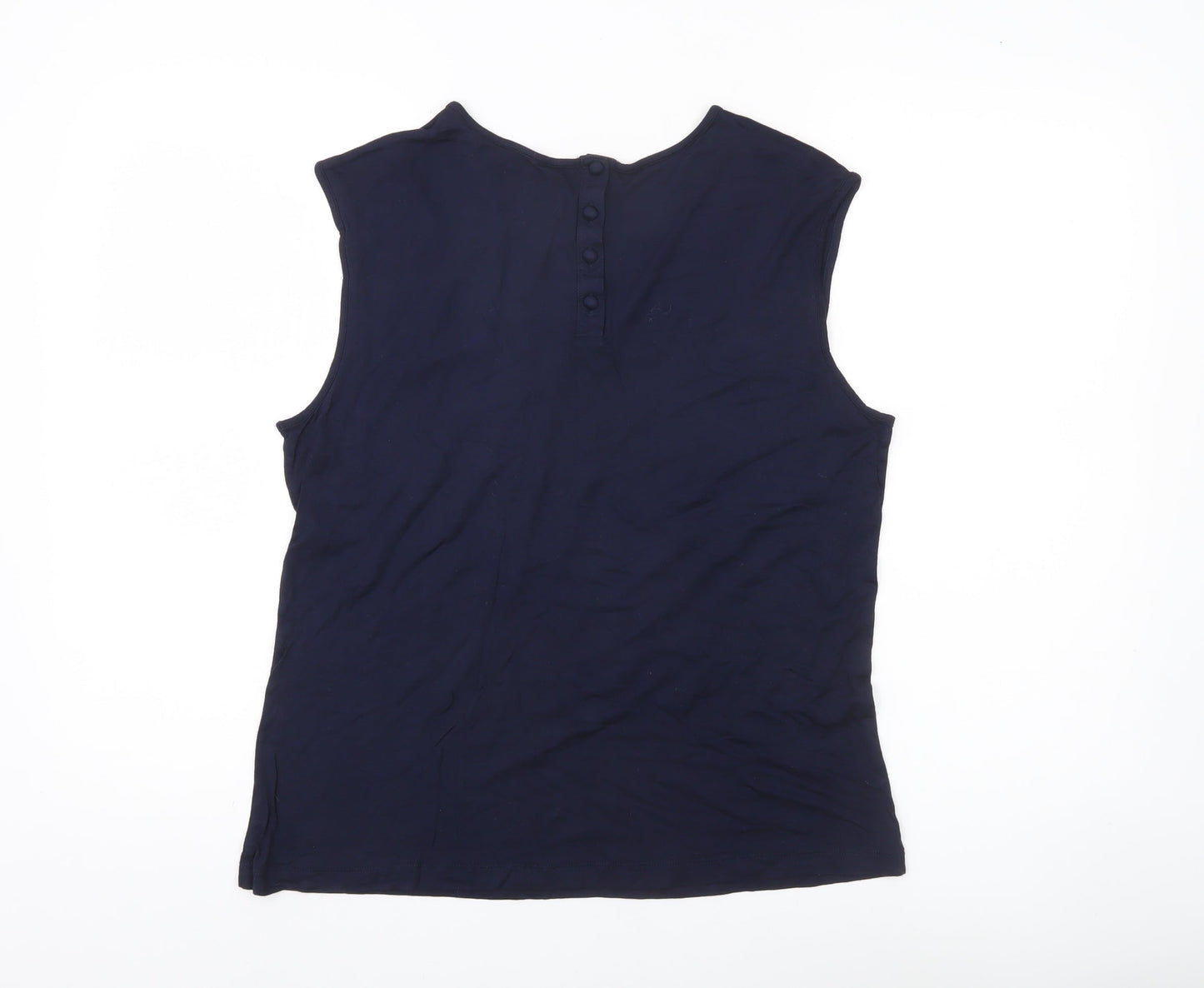 Next Womens Blue Lace Accent Sleeveless Blouse Size 12