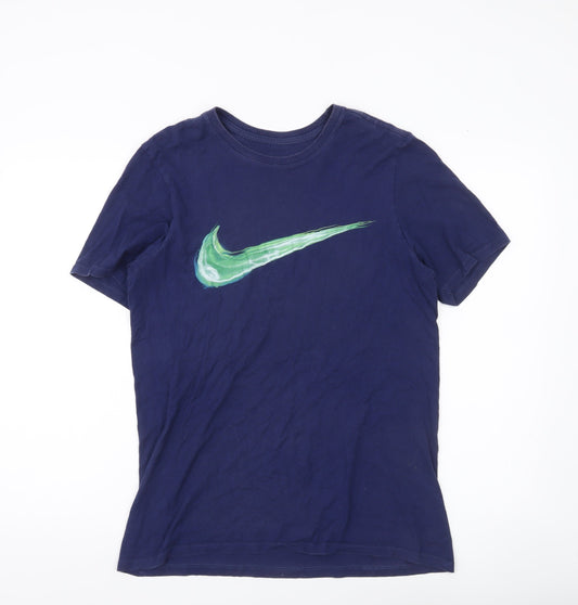 Nike Men's Blue Medium Athletic Fit Graphic Logo T-Shirt