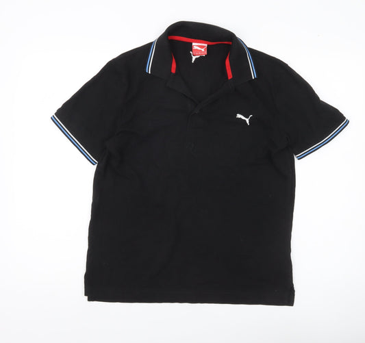 Puma Men's Black Medium Polo Shirt Short Sleeve Cotton Sport