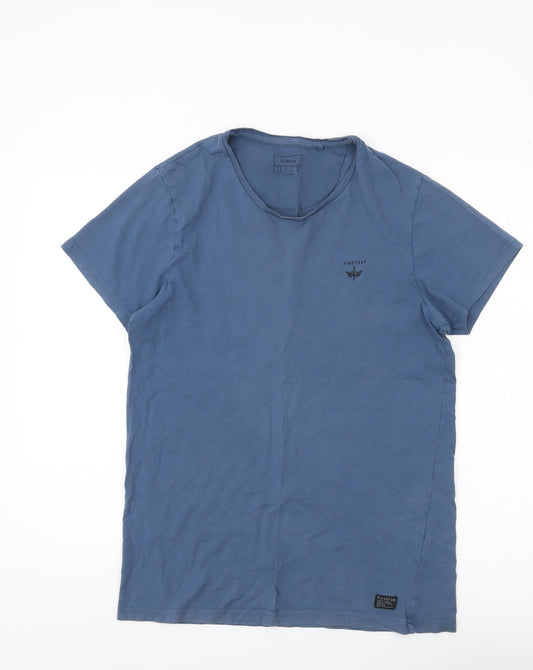 Firetrap Men's Blue Small Cotton Crew Neck Short Sleeve T-Shirt