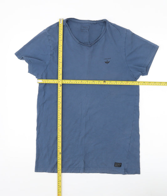 Firetrap Men's Blue Small Cotton Crew Neck Short Sleeve T-Shirt