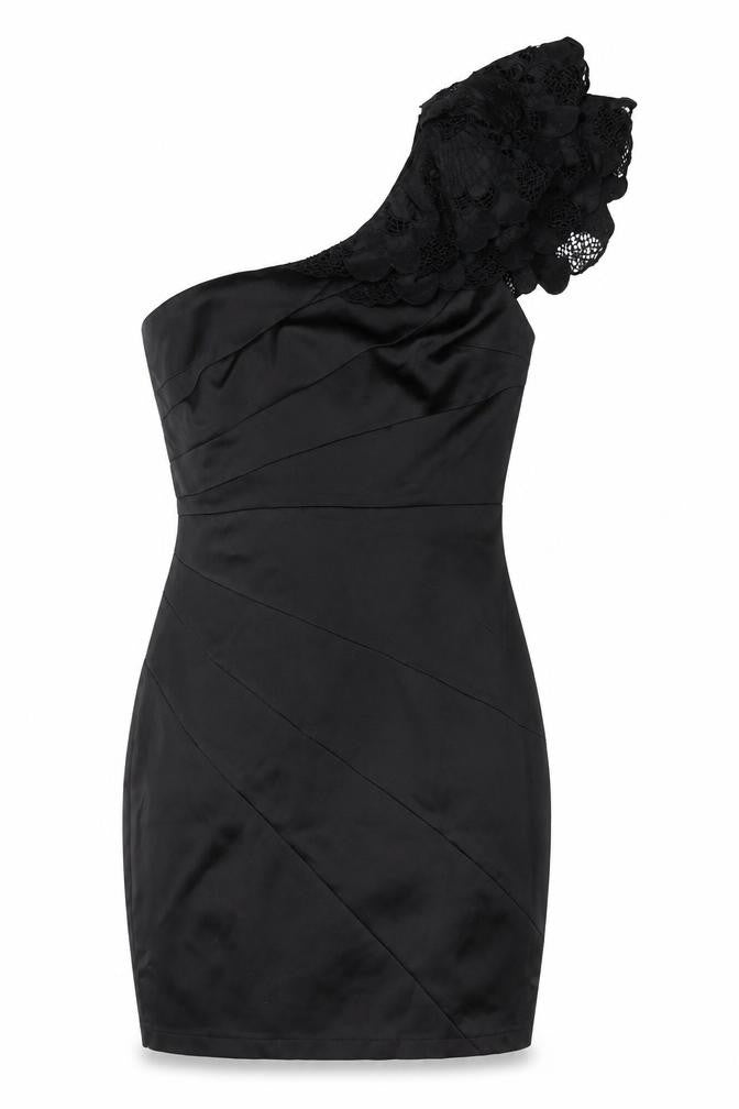 Lipsy Women’s Black Size 8 One Shoulder Bodycon Party Dress