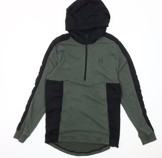 Under Armour Men’s Green Black Pullover Hoodie Size M Slim Fit