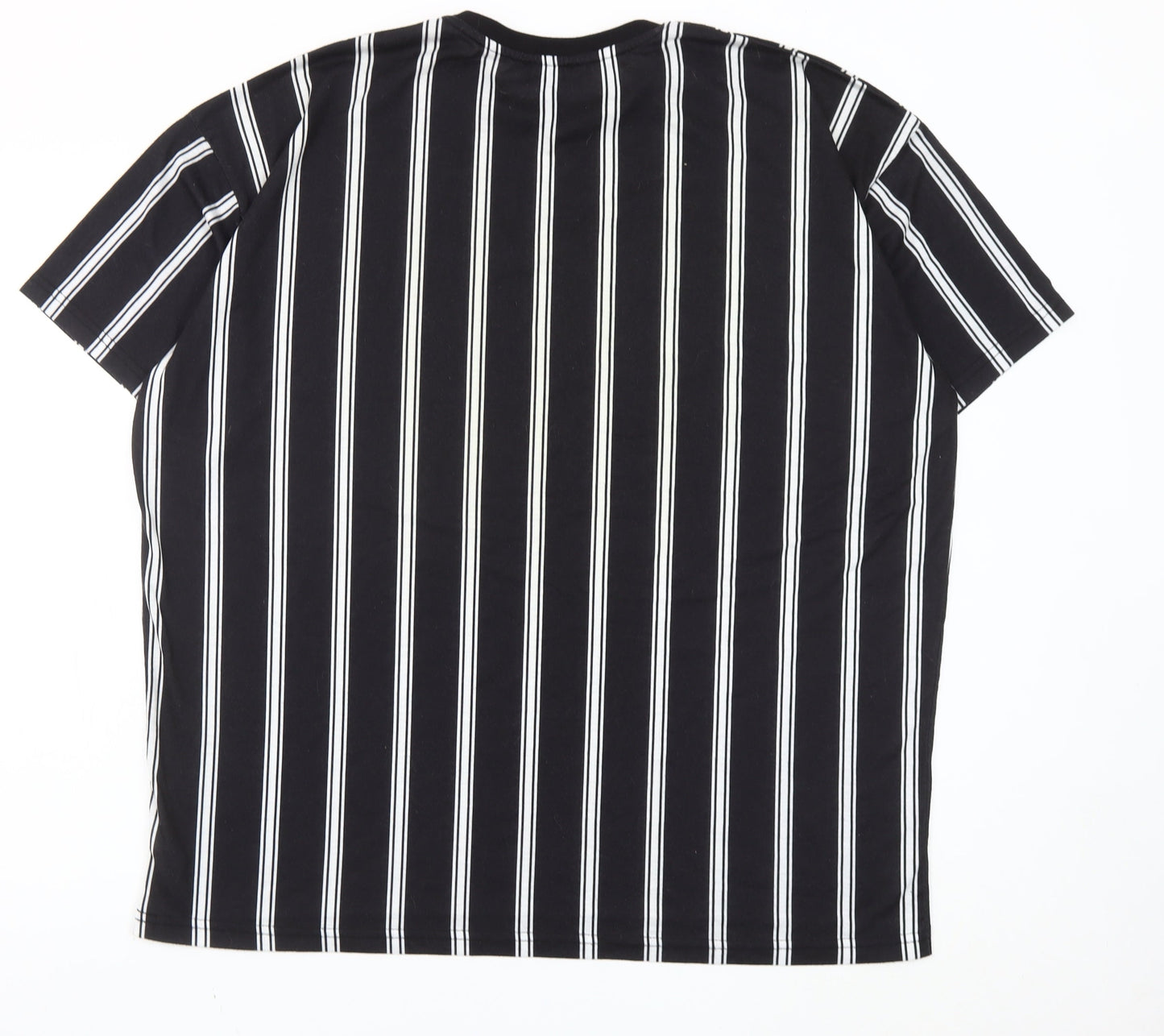 boohooMAN Men's Black Striped Crew Neck T-Shirt Size M