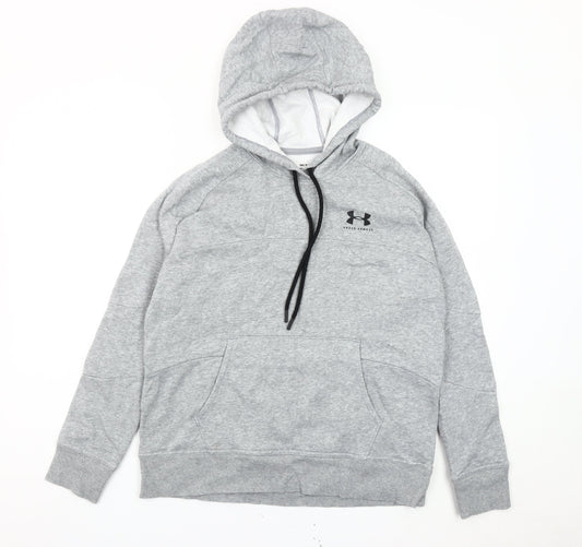Under Armour Boys Grey Pullover Hoodie S Relaxed Fit Sports Cotton Blend