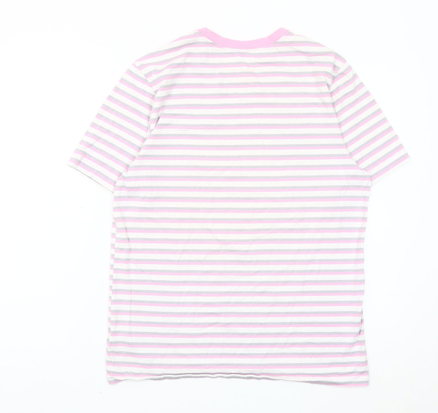 Nike Men's Pink Striped Crew Neck Cotton T-Shirt Size M