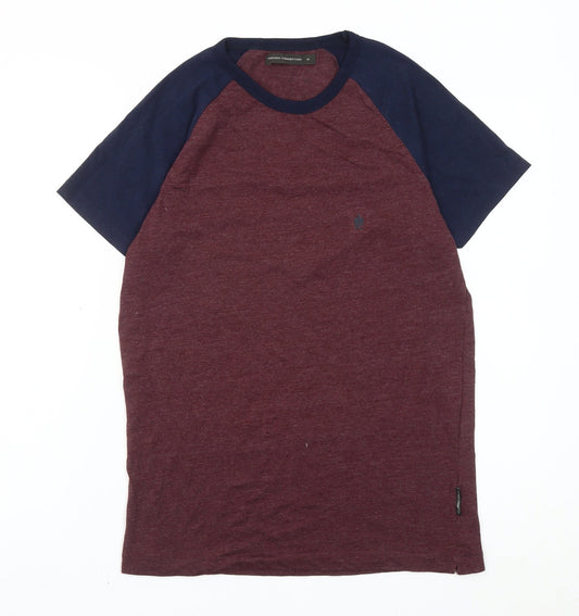 French Connection Men’s Red & Blue Colourblock T-Shirt Size M