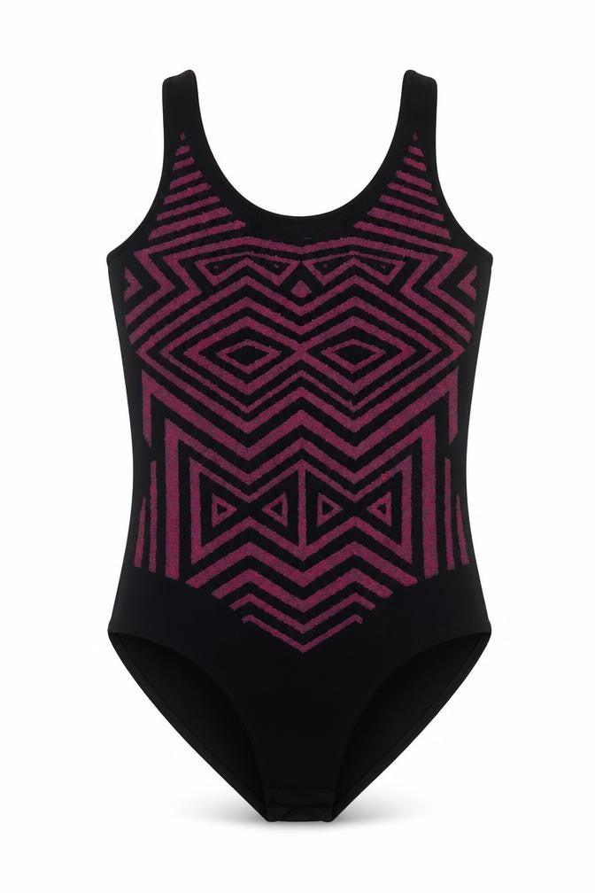 Front view of Miss Selfridge women’s black glitter geometric petite bodysuit, size UK 8