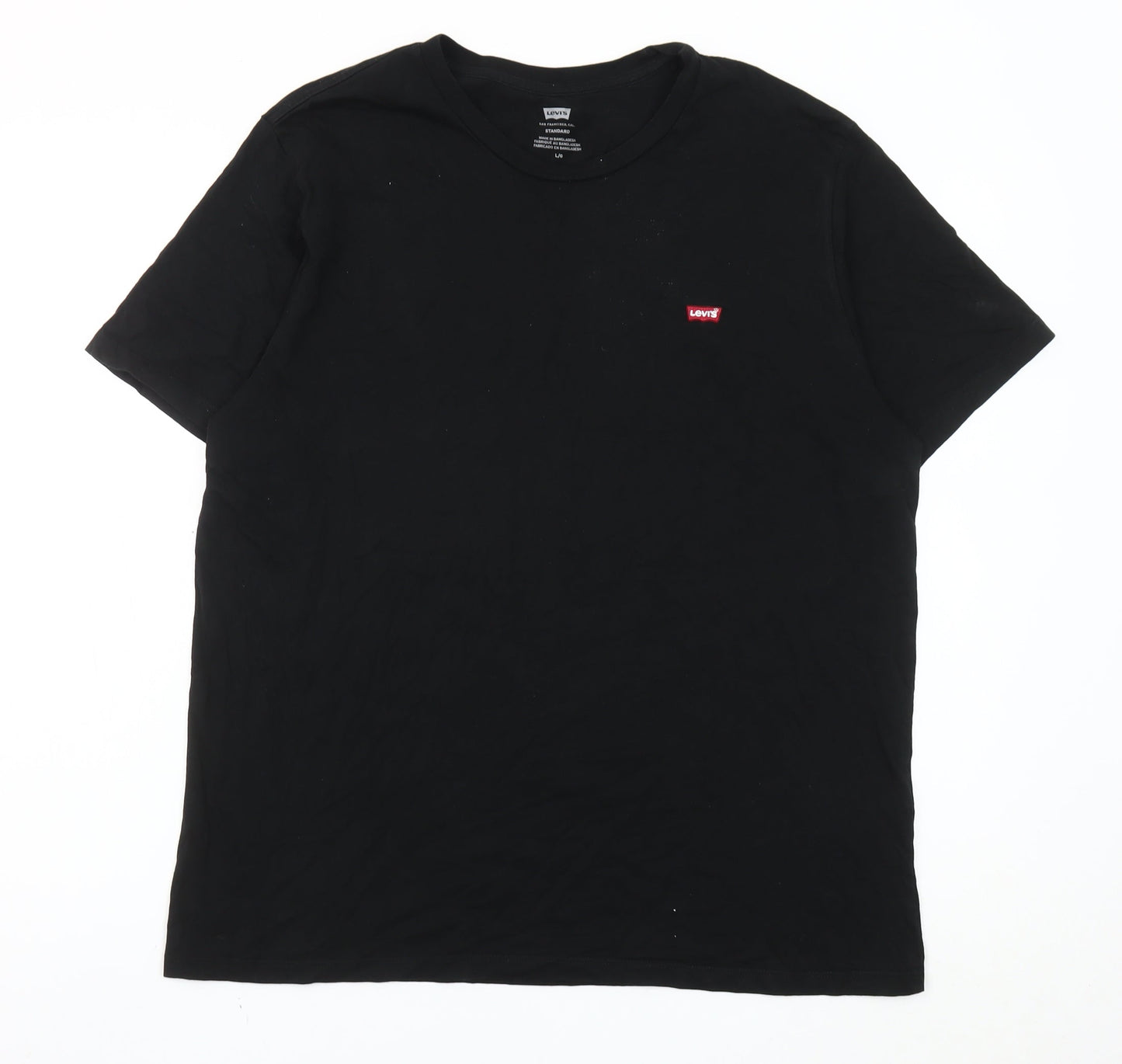 Levi's Men's Black Cotton Crew Neck Logo T-Shirt Size L