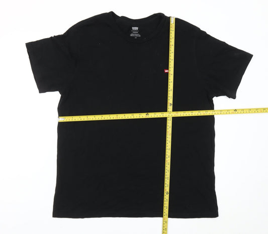 Levi's Men's Black Cotton Crew Neck Logo T-Shirt Size L