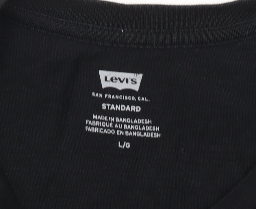 Levi's Men's Black Cotton Crew Neck Logo T-Shirt Size L