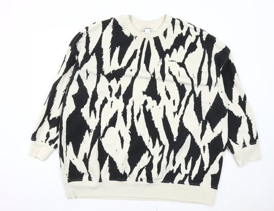 Monki Women’s Black & Ivory Animal Print Sweatshirt L Cotton Blend