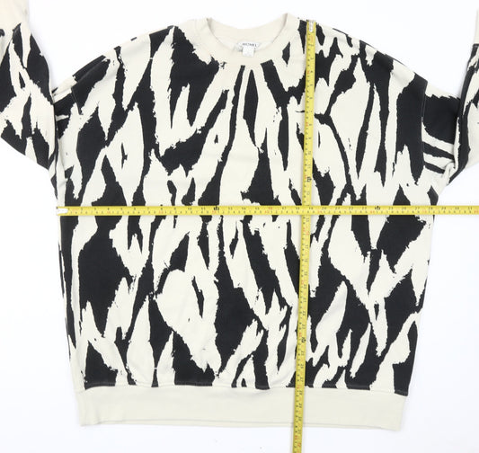 Monki Women’s Black & Ivory Animal Print Sweatshirt L Cotton Blend