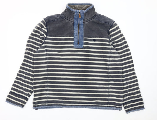 Fat Face Men's Blue Striped Cotton 1/4 Zip Sweatshirt Size L