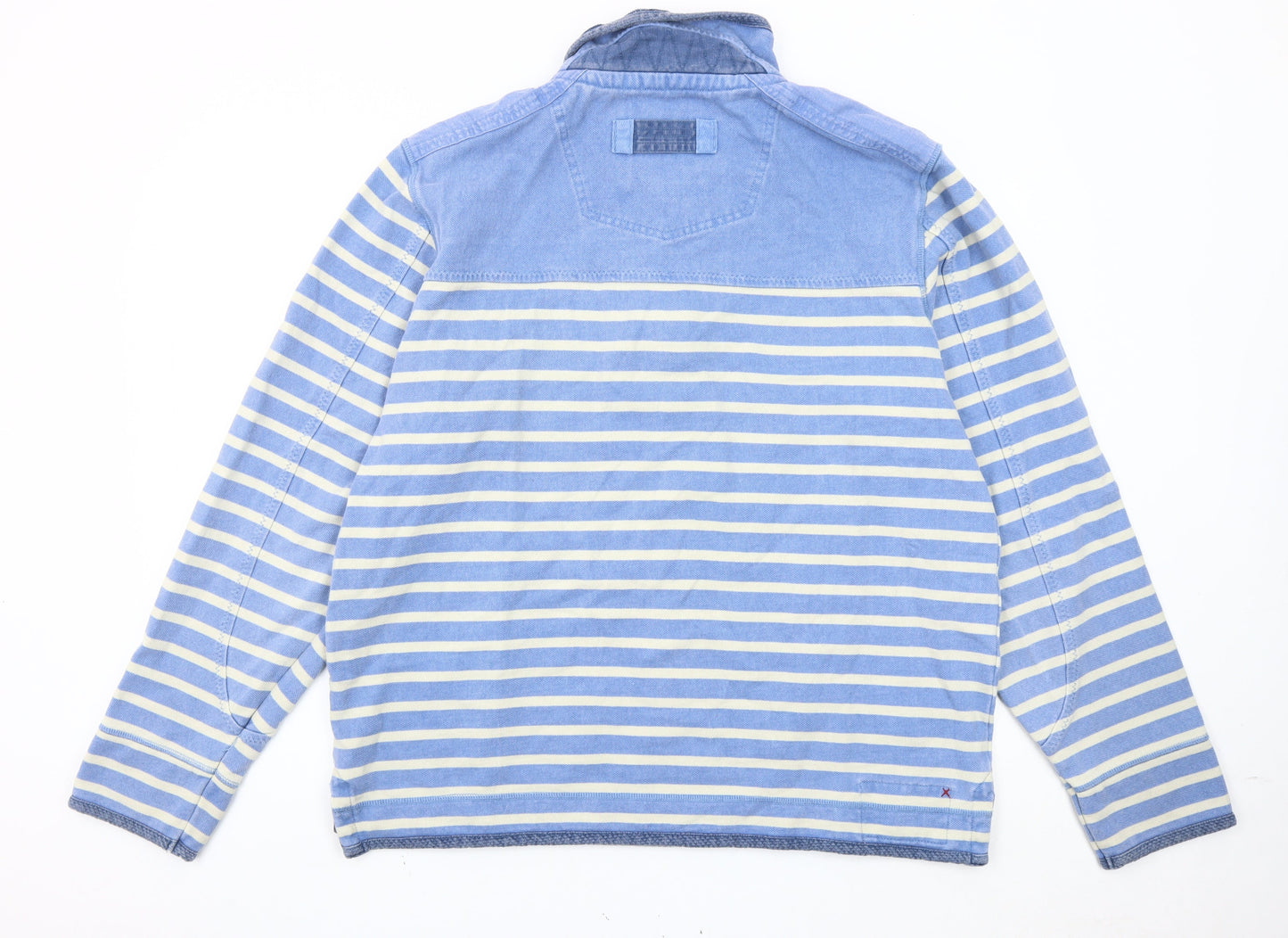 Fat Face Mens Blue Striped Cotton 1/4 Zip Sweatshirt Size L