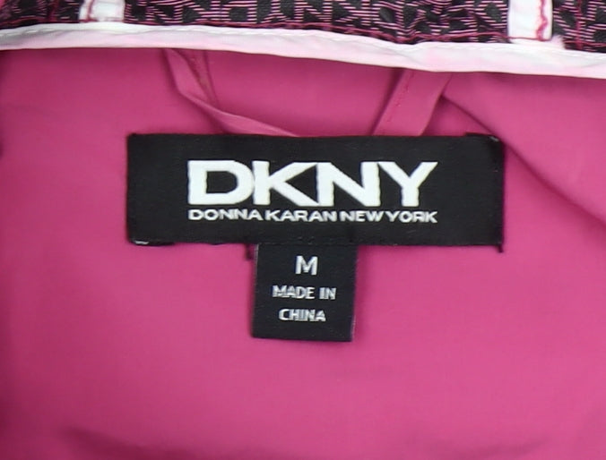 DKNY Women’s Pink Hooded Rain Coat Jacket Size M Waterproof