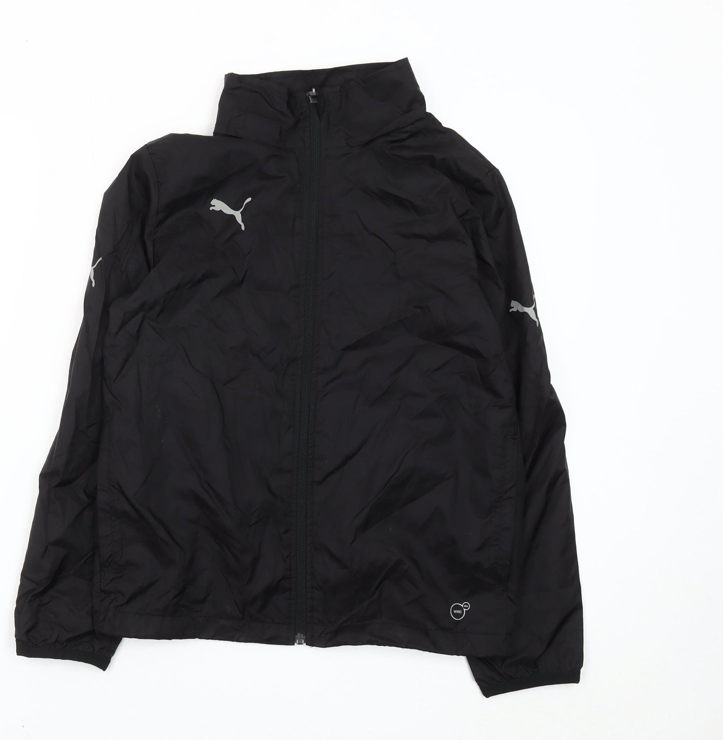 Puma Boys Black 12 Years Windbreaker Jacket Lightweight Full Zip 30-32"