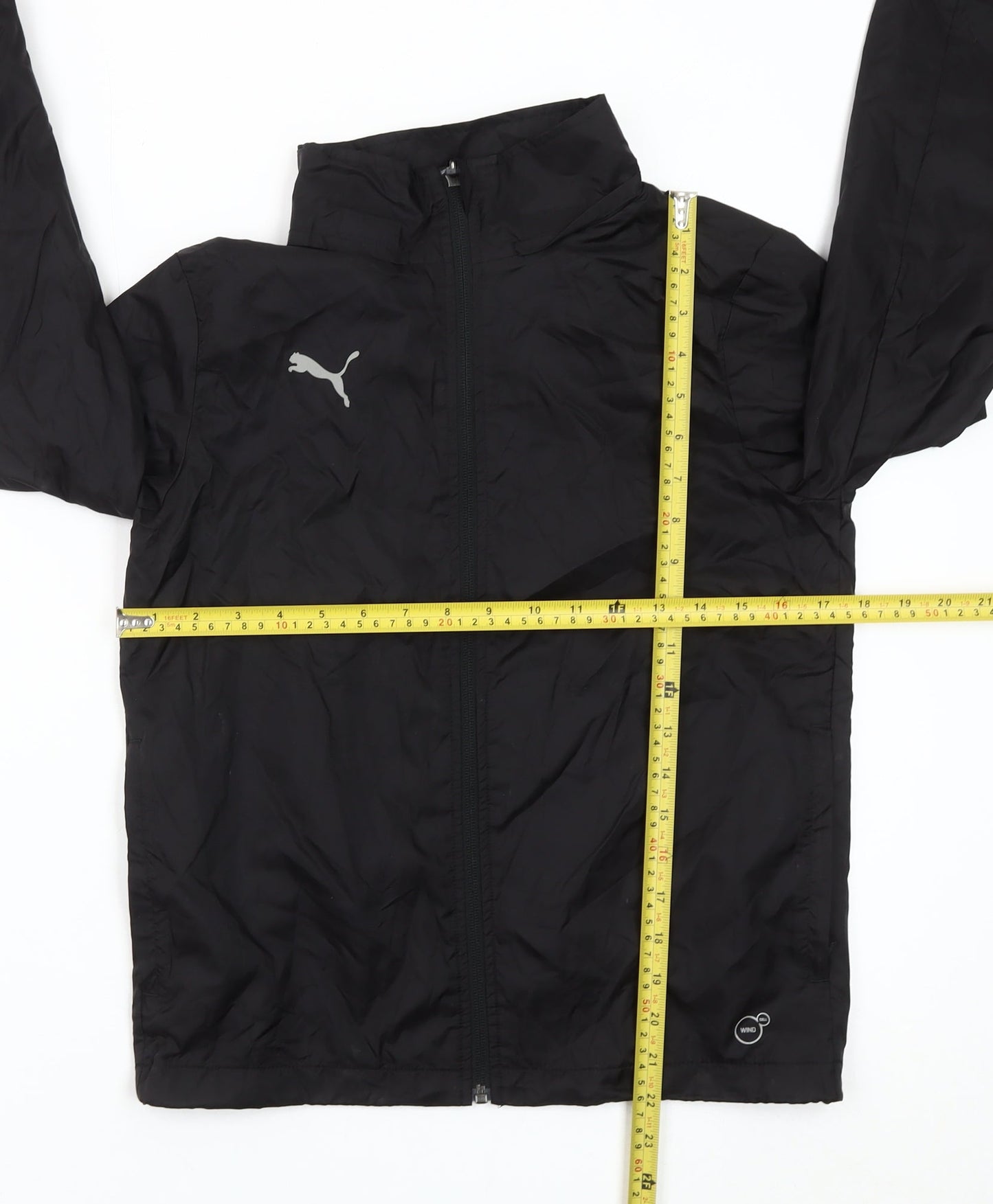 Puma Boys Black 12 Years Windbreaker Jacket Lightweight Full Zip 30-32"