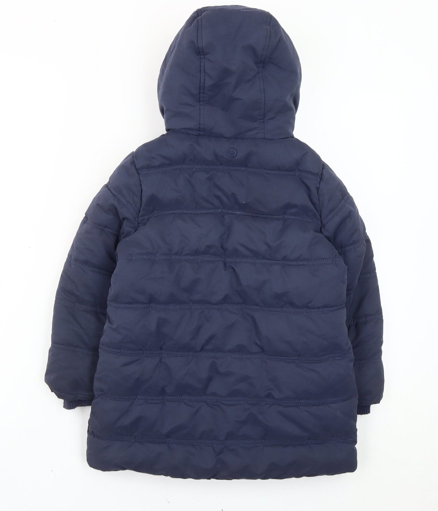 FatFace Girls Blue 4-5 Years Puffer Jacket Hooded Mid-Length Coat