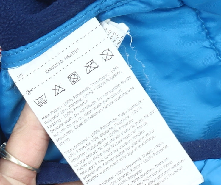 Regatta Boys Blue 5-6 Years Hooded Puffer Jacket Outdoor Zip Coat