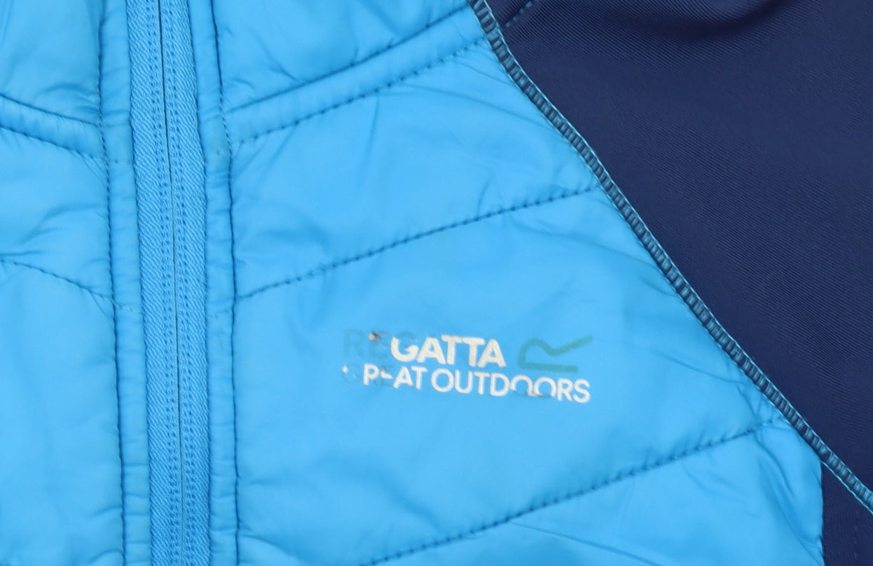 Regatta Boys Blue 5-6 Years Hooded Puffer Jacket Outdoor Zip Coat
