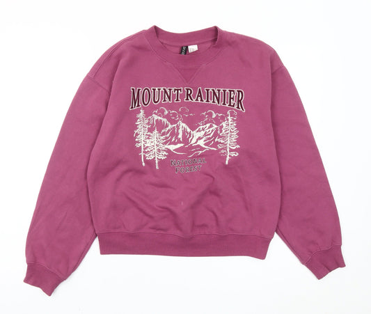 H&M Divided Women’s Purple Graphic Sweatshirt XXS Cotton Blend