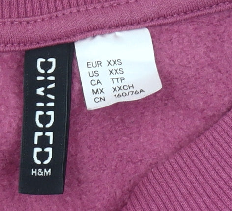 H&M Divided Women’s Purple Graphic Sweatshirt XXS Cotton Blend