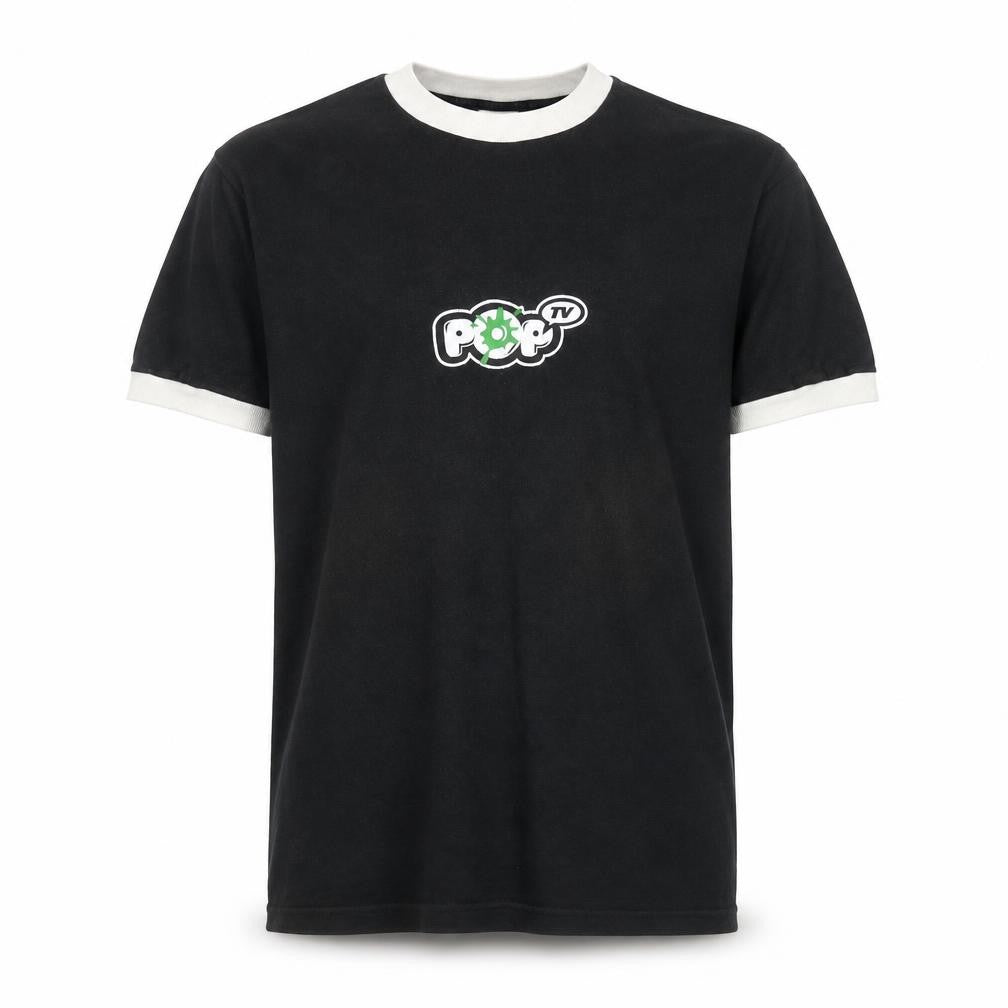 Anvil Men’s Black Retro Pop TV Logo Crew Neck Cotton T-Shirt L