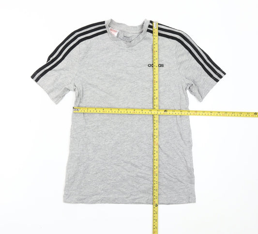 Adidas Boys Grey T-Shirt 13-14 Years Short Sleeve Crew Neck Sports Top