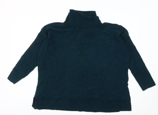 Joules Women’s Green Roll Neck Jumper UK 16 Long Sleeve Knitwear