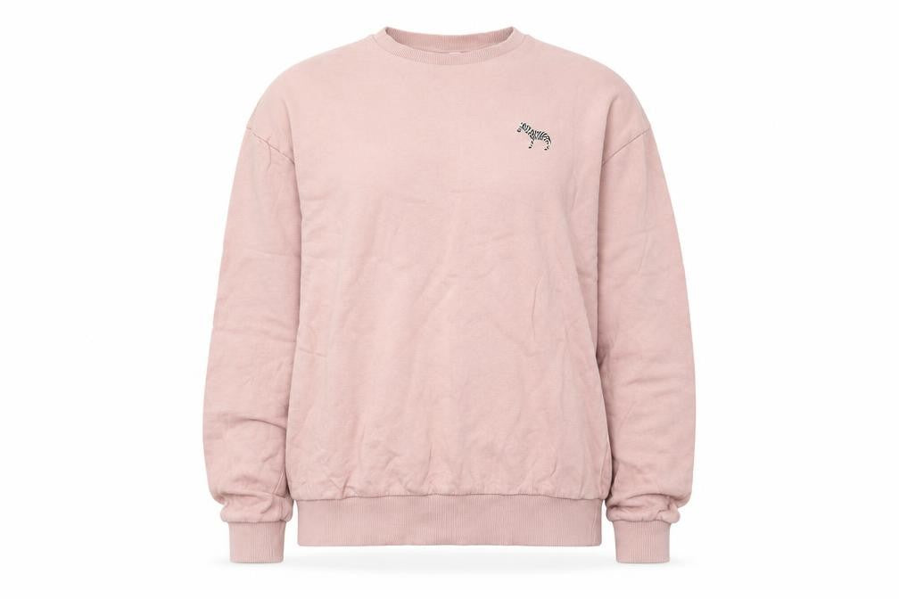 Topshop Women’s Pink Sweatshirt UK S Zebra Logo Cotton Crew Neck