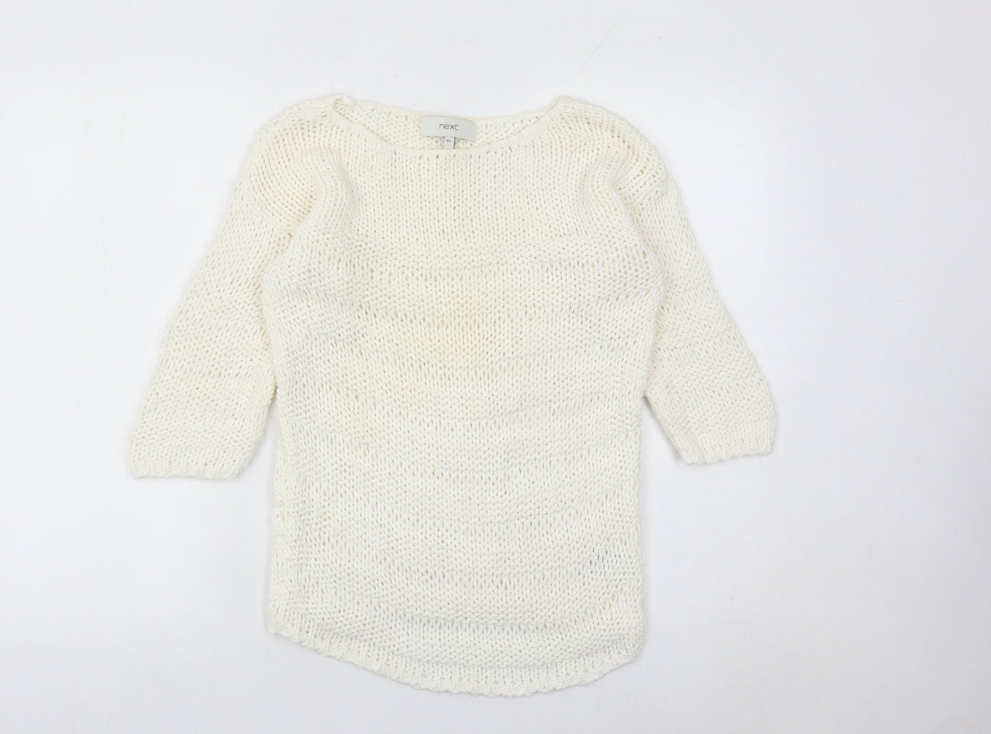 Next Women Ivory XS Chunky Knit Cotton Nylon Pullover Jumper