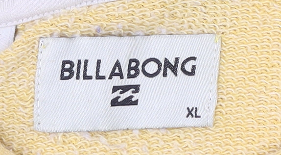 Billabong Mens Yellow XL Full Zip Hoodie Cotton Blend