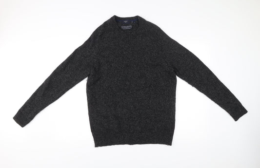 Superdry Mens Grey Wool Blend Pullover Jumper Size L Crew Neck