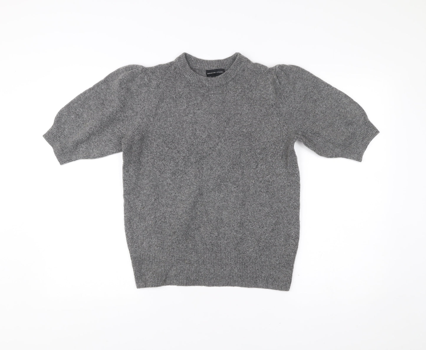 Adrienne Vittadini Women’s Grey Knit Puff Sleeve Blouse Size S