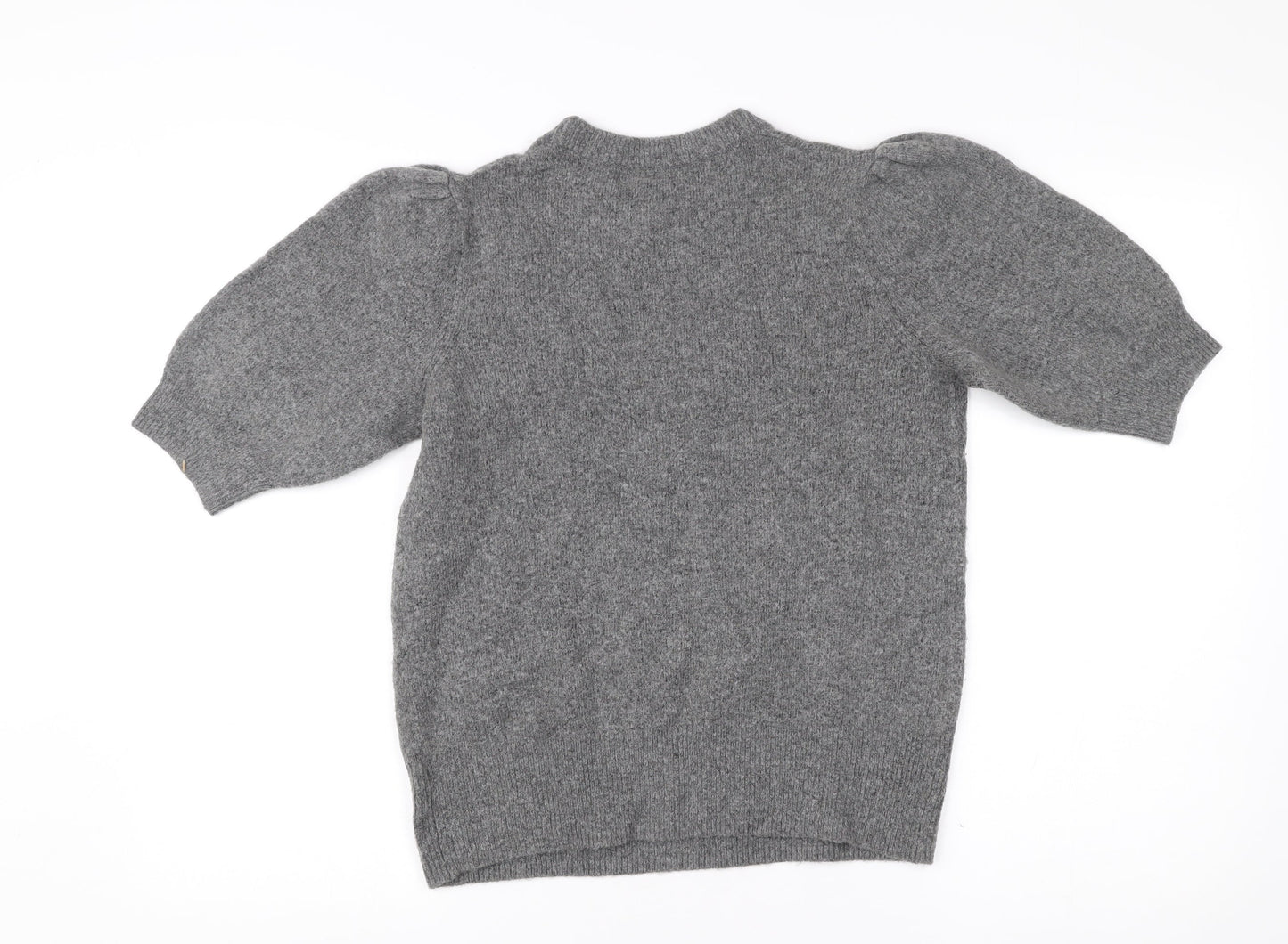 Adrienne Vittadini Women’s Grey Knit Puff Sleeve Blouse Size S