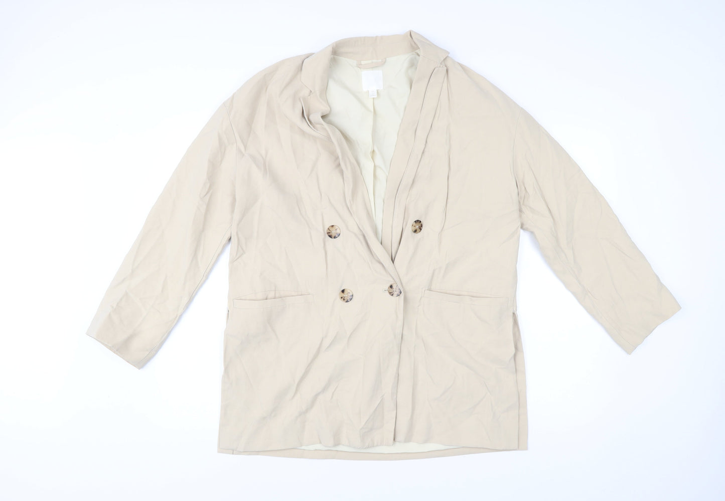 H&M Men Beige Viscose Blend Blazer Jacket Size S Smart Casual