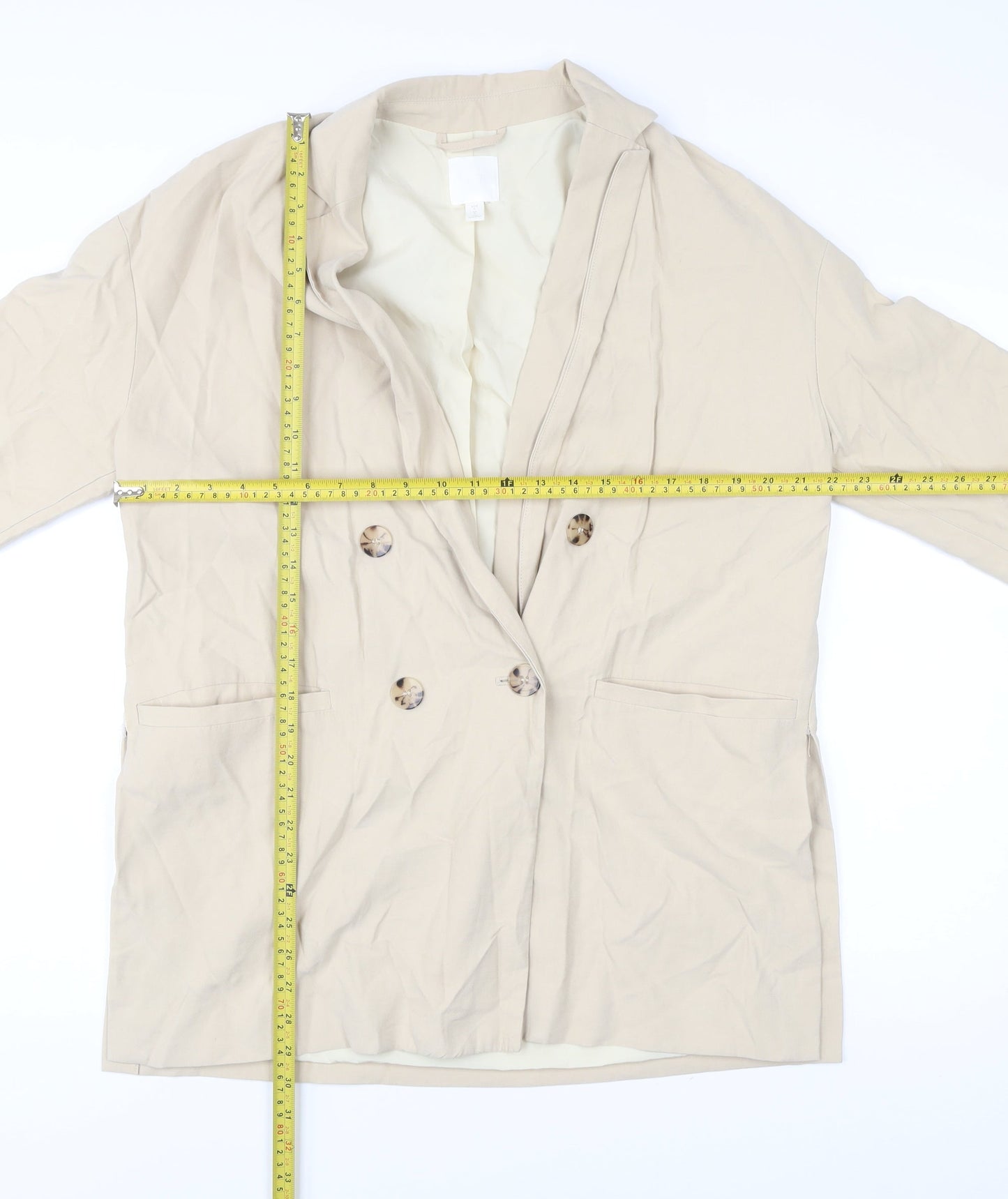 H&M Men Beige Viscose Blend Blazer Jacket Size S Smart Casual