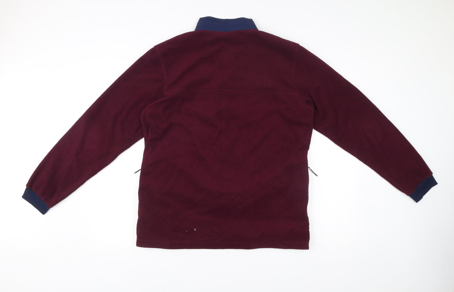 Adidas Men’s Red Fleece Sweatshirt L Henley Collared Long Sleeve