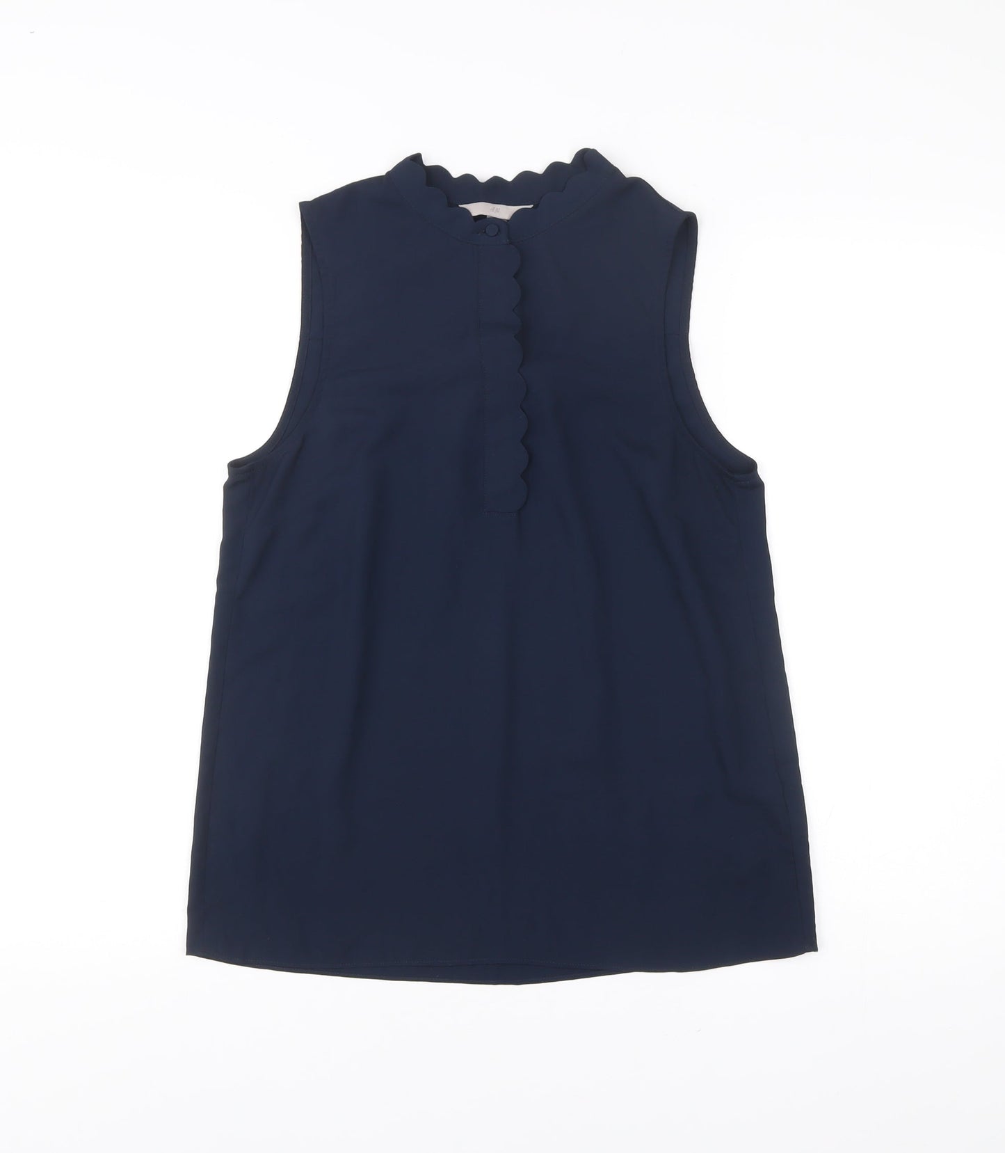 H&M Women's Blue Sleeveless High Neck Blouse Size 8 Polyester