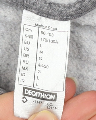 Decathlon Men’s Grey Full Zip Hoodie Size L Regular Fit