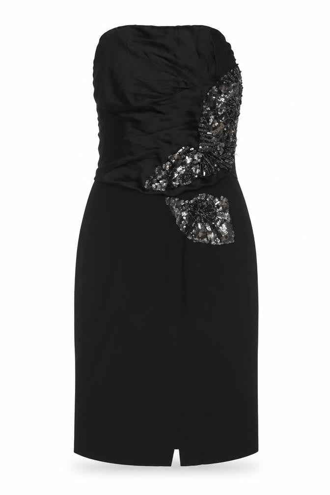 Karen Millen Women’s Black Sequin Strapless Sheath Dress Size 10
