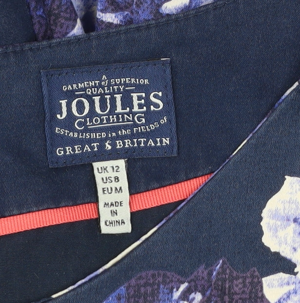 Joules Women Blue Floral Fit & Flare Sleeveless Dress Size 12