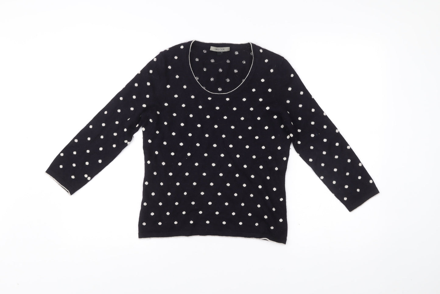 Jaeger Women’s Black Polka Dot Silk Cashmere Jumper M