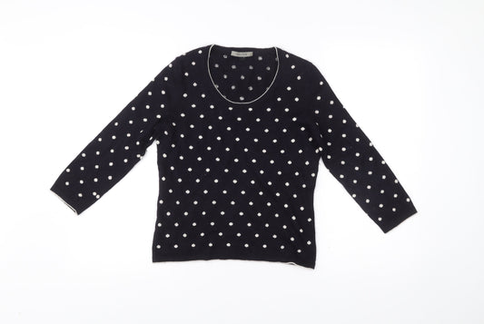 Jaeger Women’s Black Polka Dot Silk Cashmere Jumper M