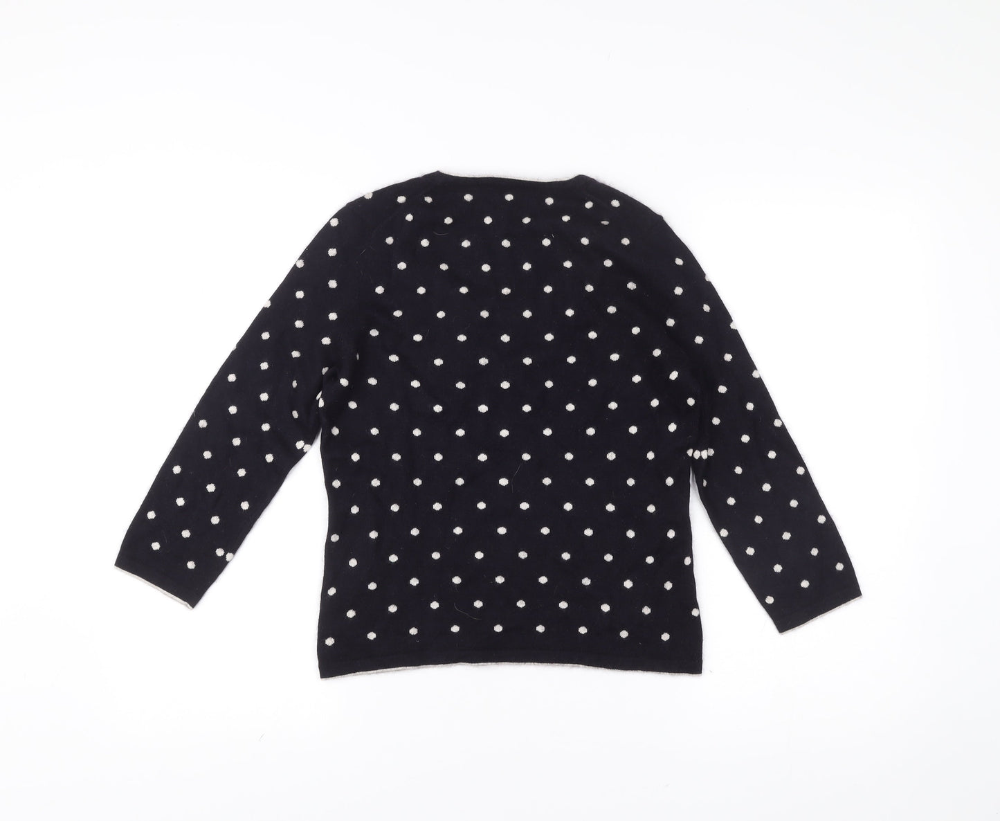 Jaeger Women’s Black Polka Dot Silk Cashmere Jumper M