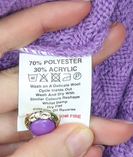 Reflect Women’s Purple Knit Button Cardigan M Crew Neck Long Sleeve