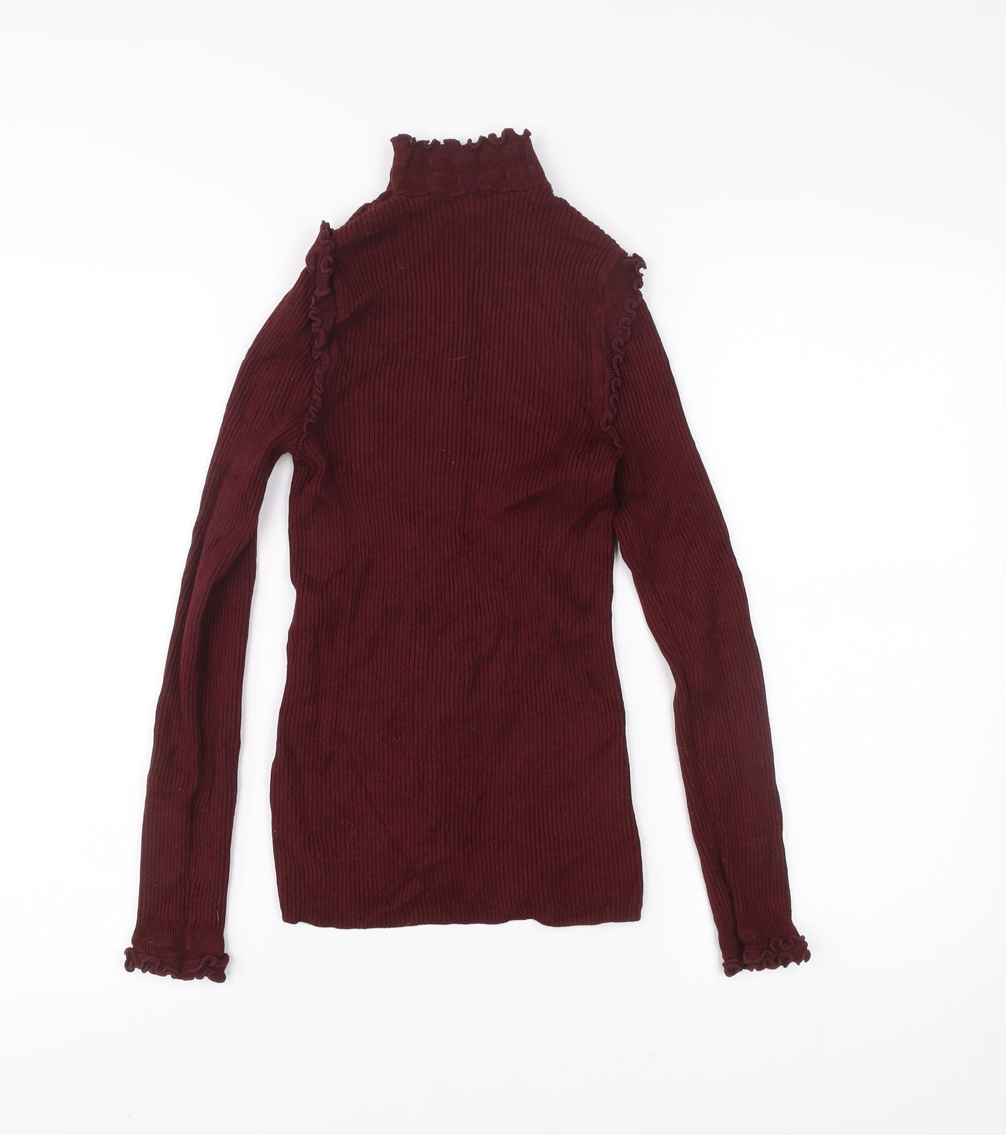 River Island Womens Red Roll Neck Long Sleeve Slim Fit Top Size 6