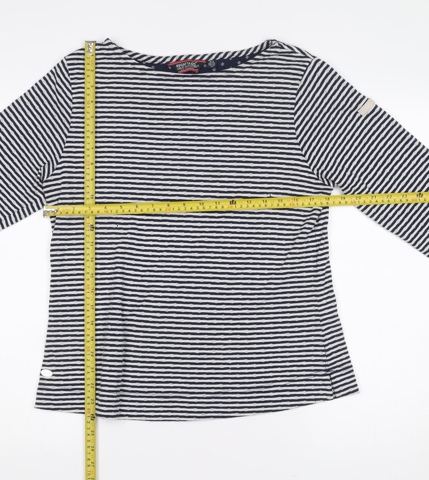 Regatta Women’s Blue Striped 3/4 Sleeve Cotton T-Shirt UK14