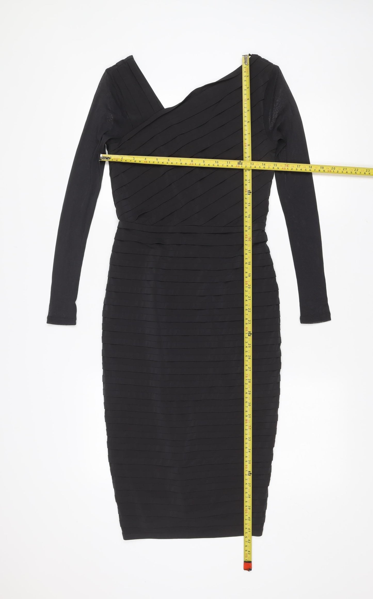 Mint Velvet Women Black Size 10 Bodycon V-Neck Knee Length Dress